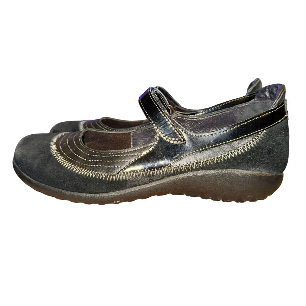 Naot Kirei Mary Janes Women 9 Black Leather Adjustable Strap Flats Comfort Shoes